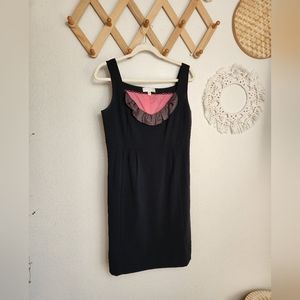 Anthropologie Lace Trim Bodycon Mini Dress Women's 10 Black Sleeveless L…